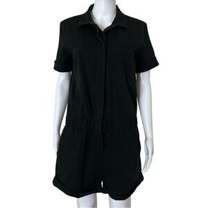 Fox Racing Black Short sleeve Button Up Cotton Blend Shorts Wrenching Romper M